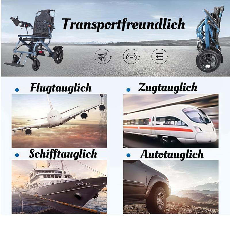 ByteTecpeak D04 Blau Elektrische Rollstühle - 10AH Lithium Batterie, 500W Motor, 20 km Reichweite