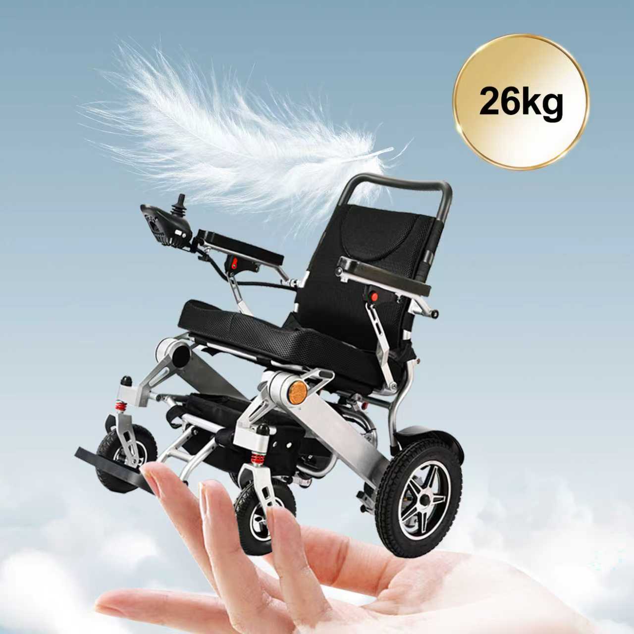 ByteTecpeak D11 Klappbarer Elektrorollstuhl – 45x46 cm Sitz, Reichweite von bis zu 2*20 km