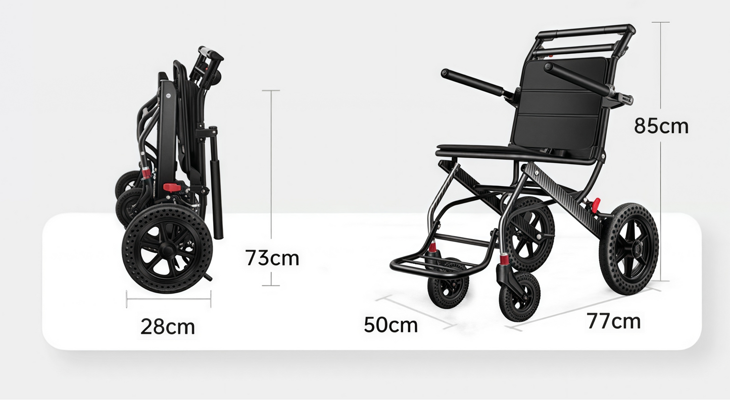 ByteTecpeak M1 Faltbarer Aluminium-Rollstuhl – Leicht, reisetauglich und belastbar bis 100 kg