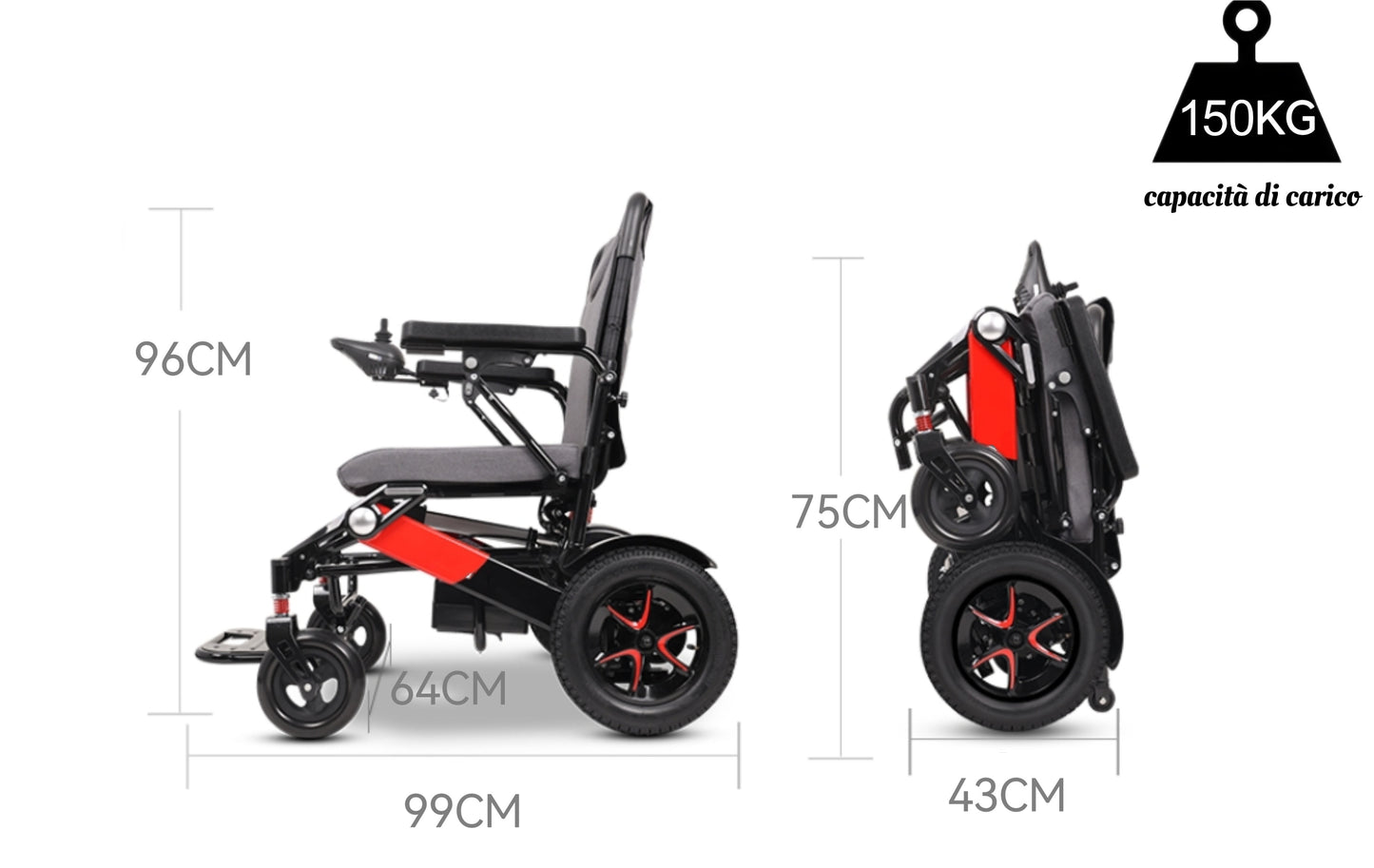 ByteTecpeak D02 Elektrischer Rollstuhl aus Aluminium, 500W Motor, 22Ah Lithium-Batterie, 33 km Reichweite