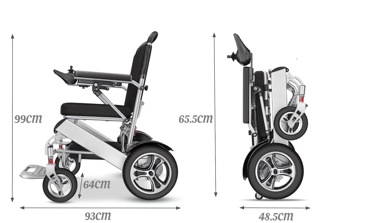 ByteTecpeak D03 Electric Wheelchair -20Ah Lithium Battery,30 km Range, 500W Motor