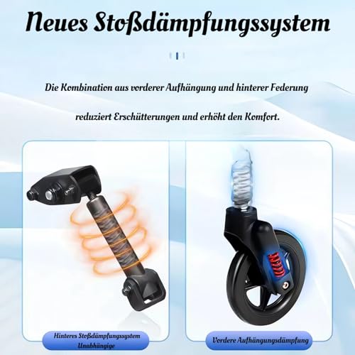 ByteTecpeak M4 Faltbarer Aluminium-Rollstuhl mit Stoßdämpfungssystem und Fußstütze