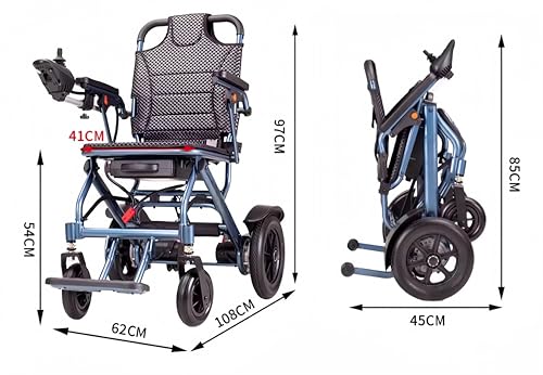 ByteTecpeak D04 Blau Elektrische Rollstühle - 10AH Lithium Batterie, 500W Motor, 20 km Reichweite