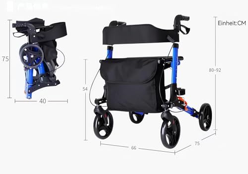 ByteTecpeak R1-Faltbarer Aluminium-Rollator mit Sitz und Korb – Höhenverstellbar