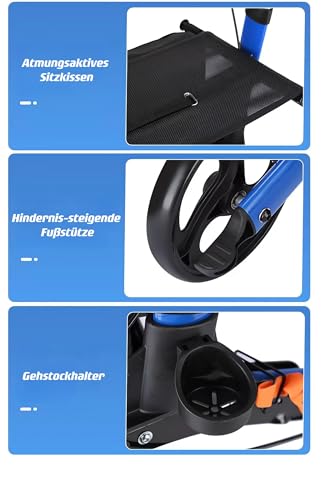 ByteTecpeak R1-Faltbarer Aluminium-Rollator mit Sitz und Korb – Höhenverstellbar