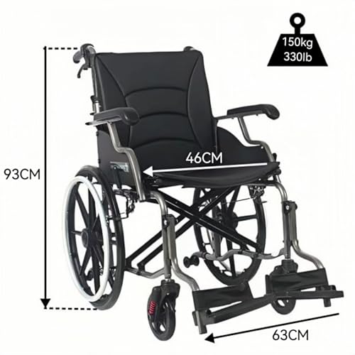 ByteTecpeak M4 Faltbarer Aluminium-Rollstuhl mit Stoßdämpfungssystem und Fußstütze