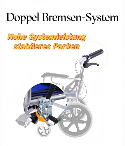 ByteTecpeak M3 Ultraleichter faltbarer Rollstuhl mit Bremsen, Sitzbreite 44,5 cm