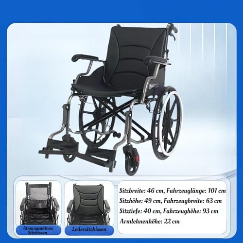 ByteTecpeak M4 Faltbarer Aluminium-Rollstuhl mit Stoßdämpfungssystem und Fußstütze