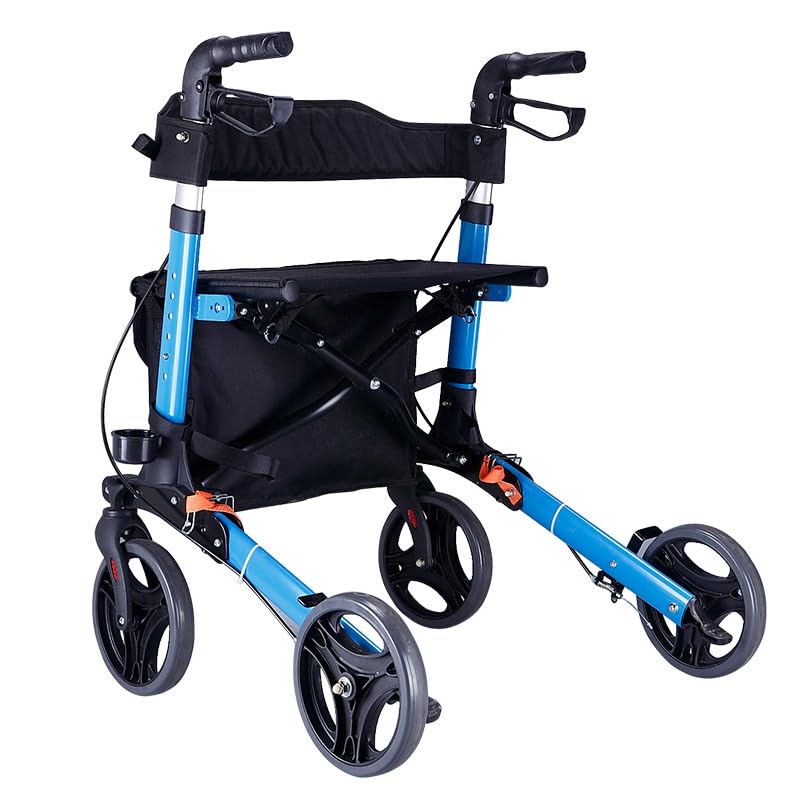 ByteTecpeak R1-Faltbarer Aluminium-Rollator mit Sitz und Korb – Höhenverstellbar
