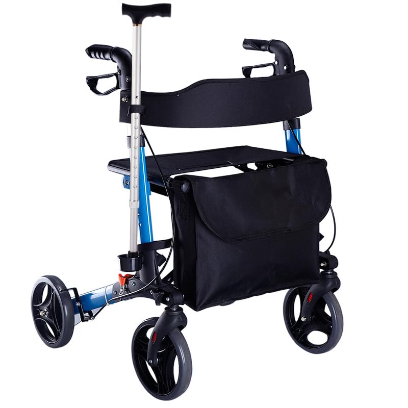 ByteTecpeak R1-Faltbarer Aluminium-Rollator mit Sitz und Korb – Höhenverstellbar