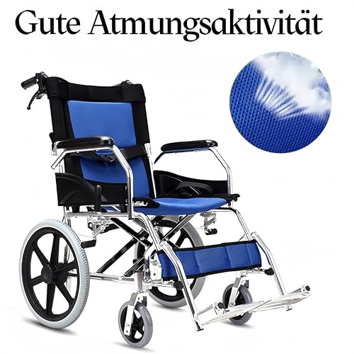 ByteTecpeak M3 Ultraleichter faltbarer Rollstuhl mit Bremsen, Sitzbreite 44,5 cm