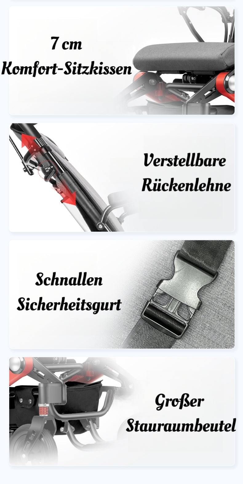 ByteTecpeak D02 Elektrischer Rollstuhl aus Aluminium, 500W Motor, 22Ah Lithium-Batterie, 33 km Reichweite