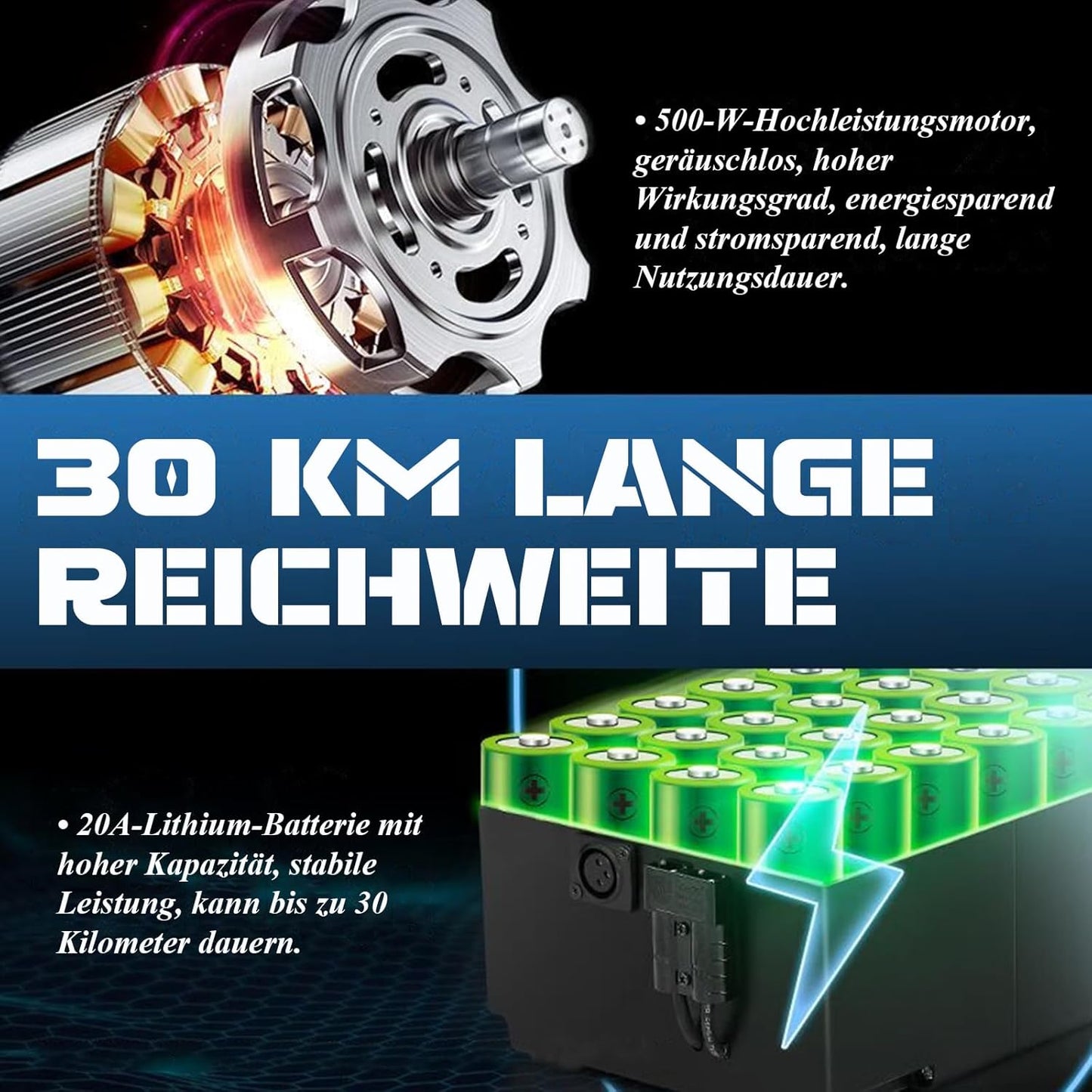ByteTecpeak D03 Electric Wheelchair -20Ah Lithium Battery,30 km Range, 500W Motor