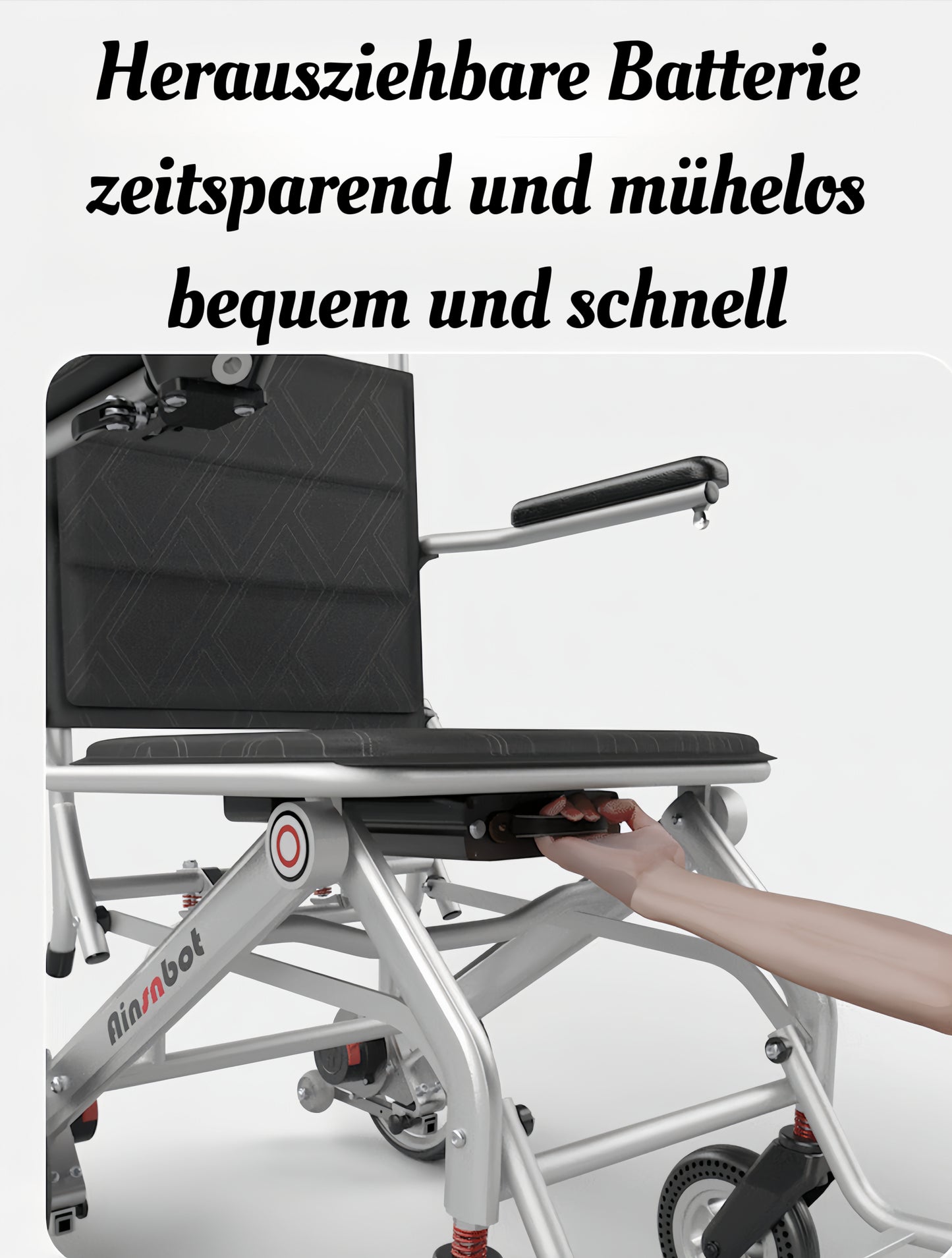 ByteTecpeak D01 Silber ultraleichter Elektrorollstuhl - 14.1 kg, 12A Lithium-Batterie, 20km Reichweite