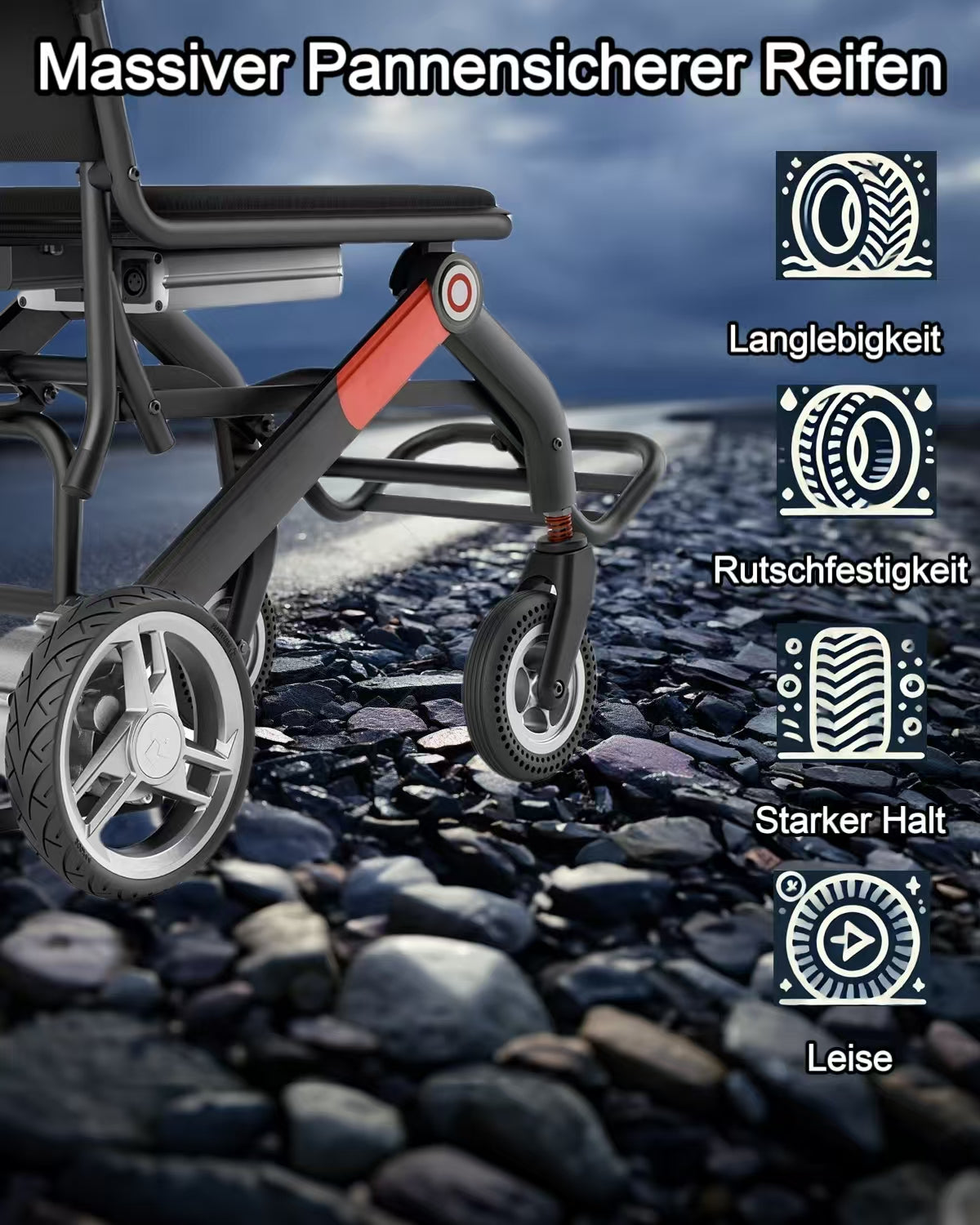 ByteTecpeak -D01 Rollstuhl, ultraleichter Elektrorollstuhl, faltbarer Elektrorollstuhl, 20 km Reichweite, abnehmbare 12Ah Lithium-Batterie