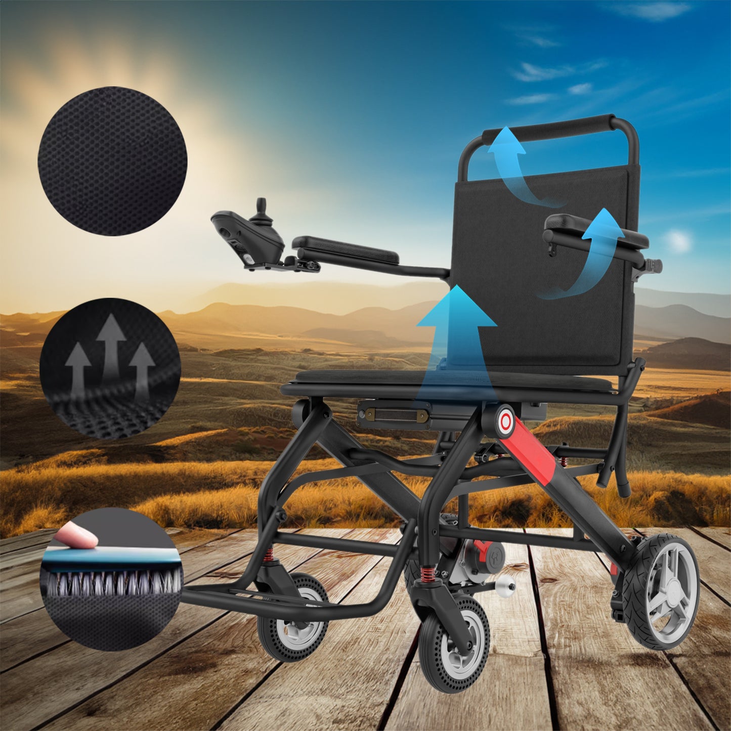ByteTecpeak-D01 Rollstuhl, wiegt 14.1kg, Ultraleichter Elektrischer Rollstuhl