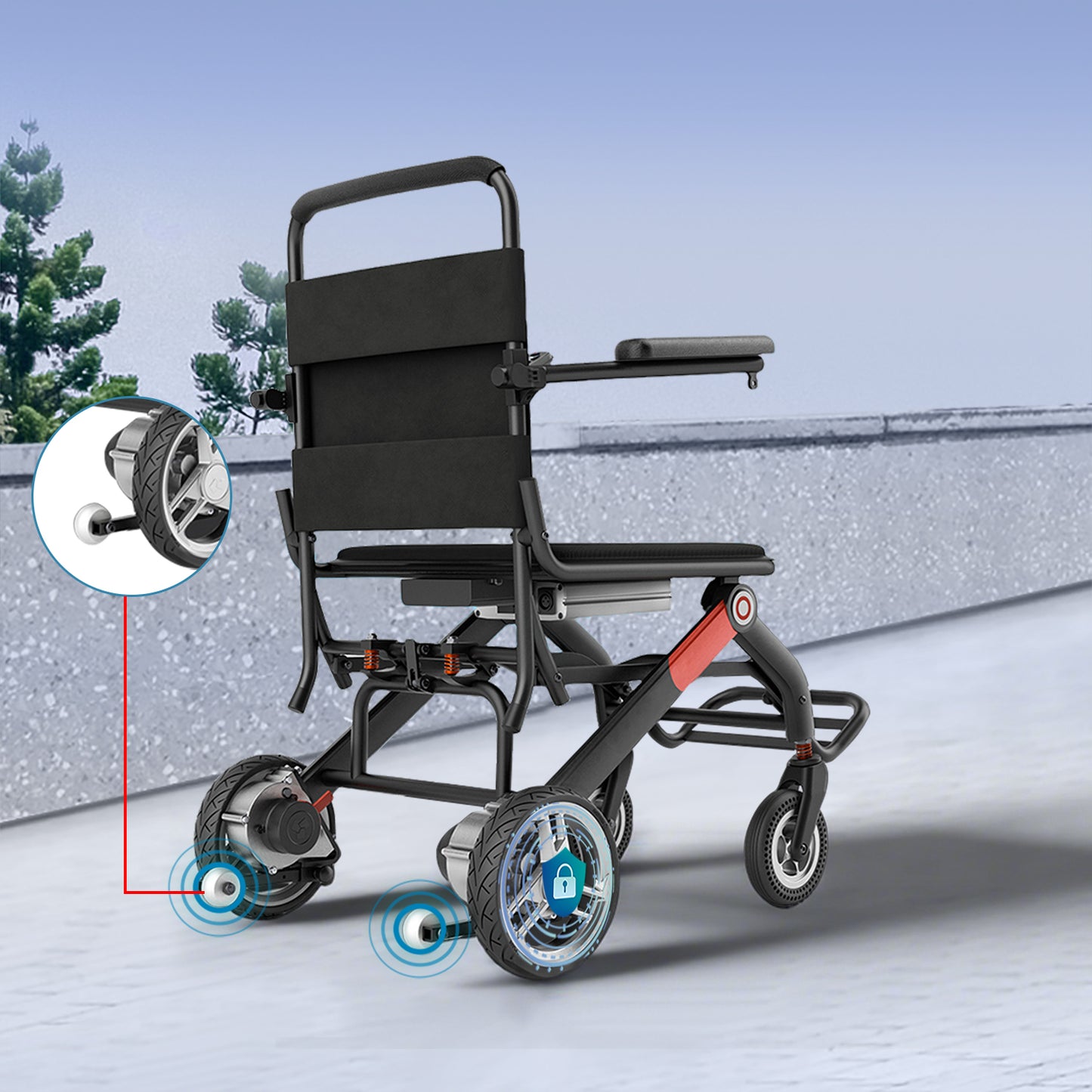 ByteTecpeak-D01 Rollstuhl, wiegt 14.1kg, Ultraleichter Elektrischer Rollstuhl