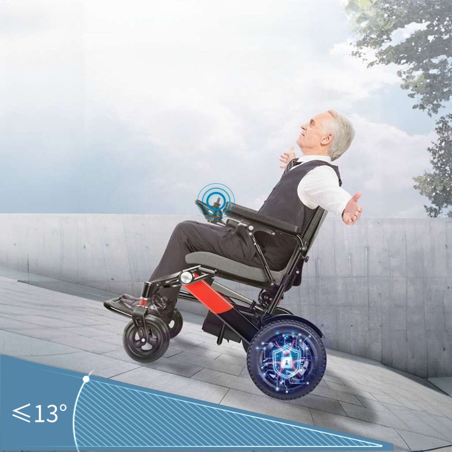 ByteTecpeak D02 Aluminium elektrische rolstoel met verstelbare rugleuning, krachtige 500W motor, 33 km bereik