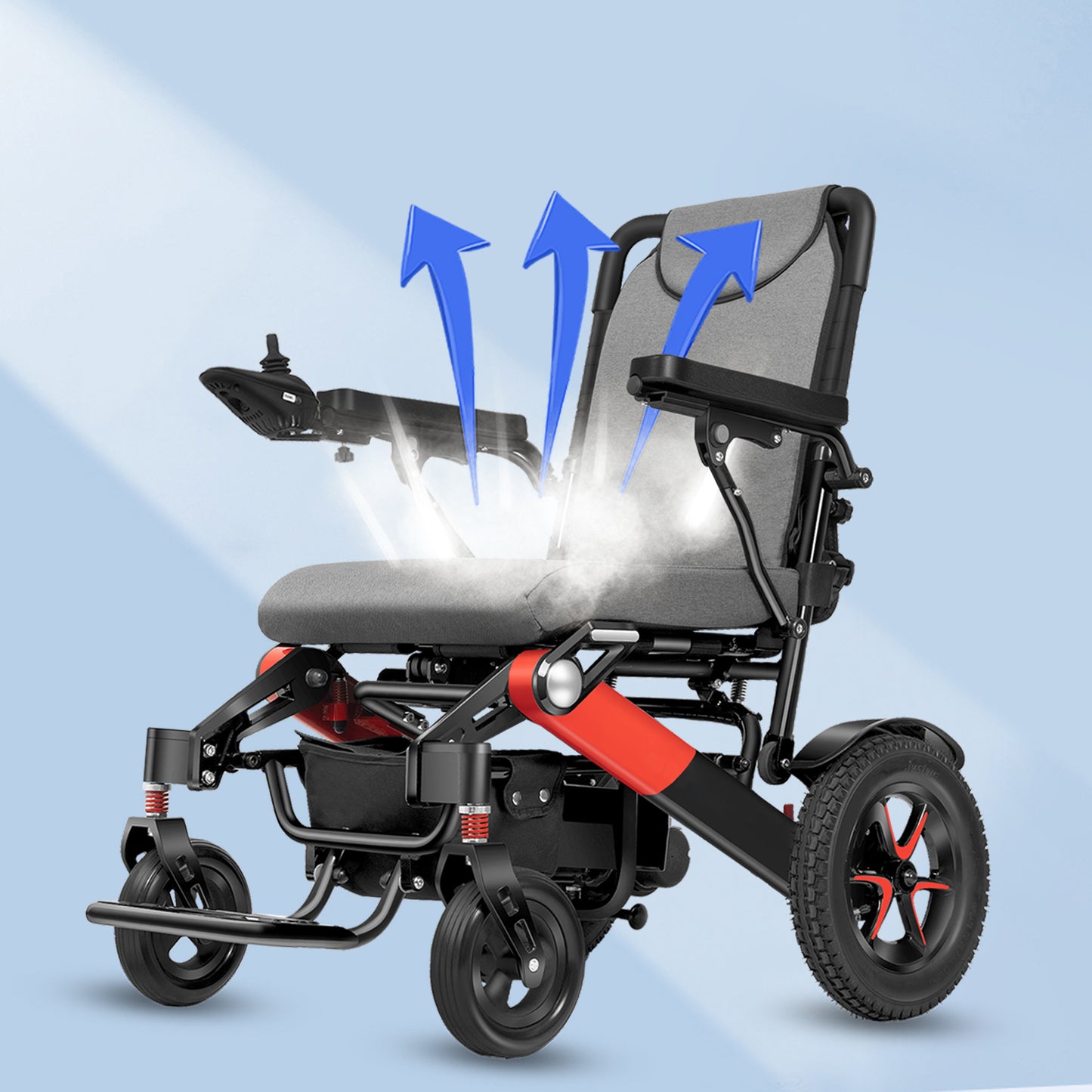 ByteTecpeak D02 Aluminium elektrische rolstoel met verstelbare rugleuning, krachtige 500W motor, 33 km bereik