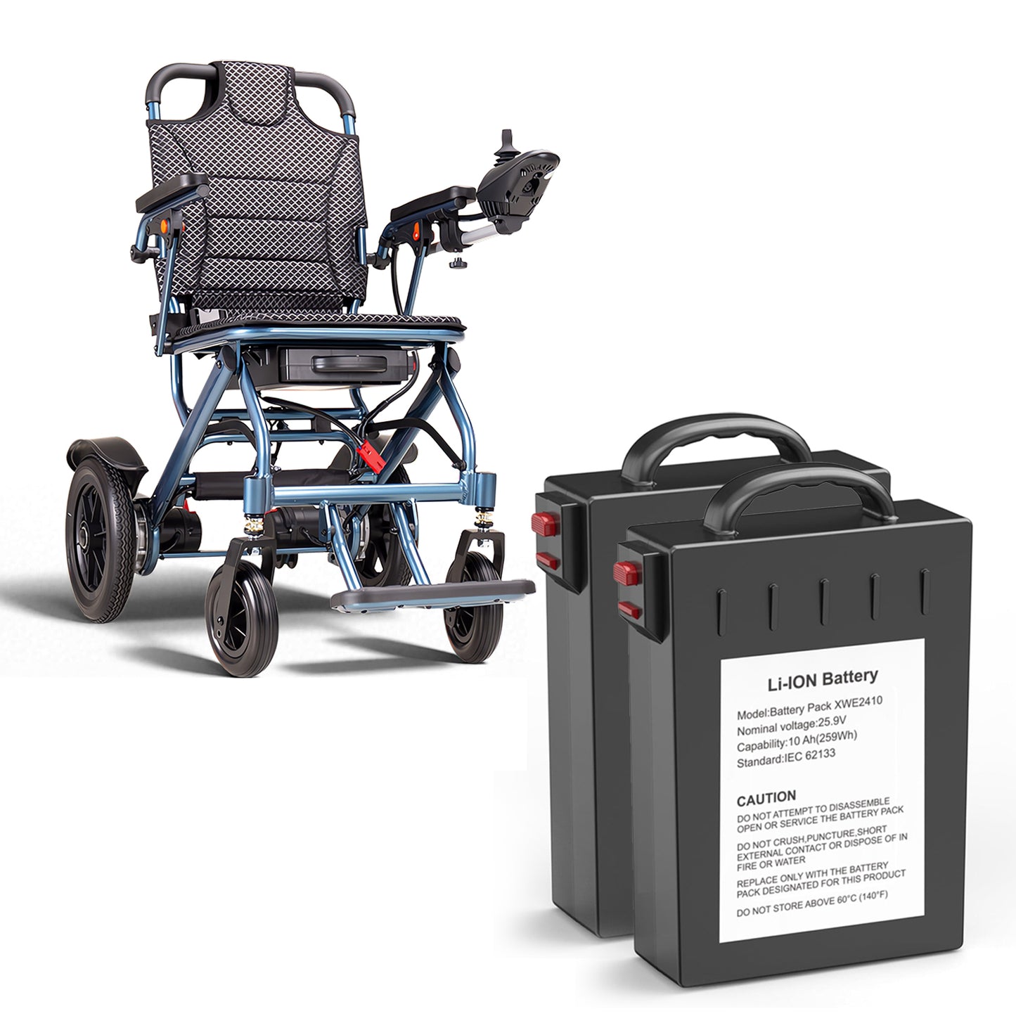 ByteTecpeak D04 E-Rollstuhl mit Doppel 10Ah Akku, Reichweite 2 x 20 km