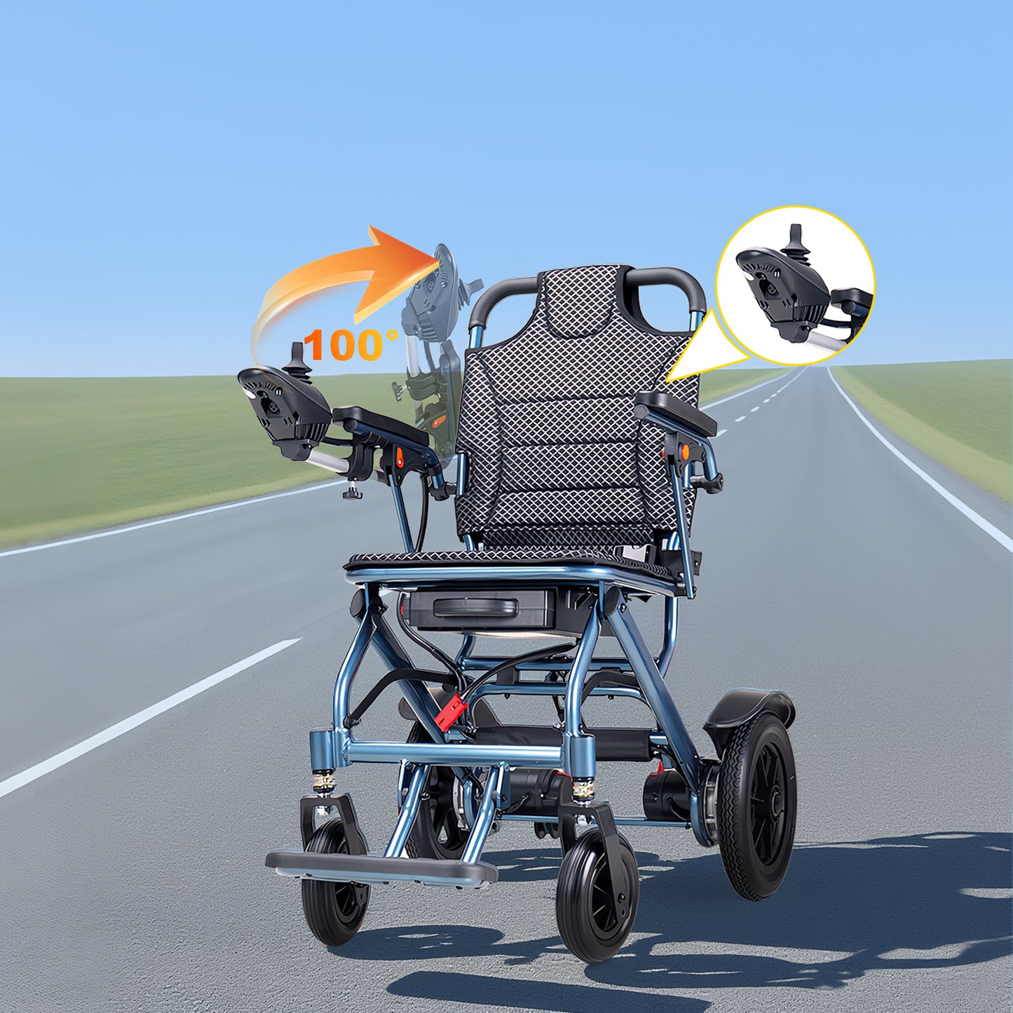 ByteTecpeak D04 Faltbarer Elektrorollstuhl– 17.9kg,500W Motor, 20 km Reichweite