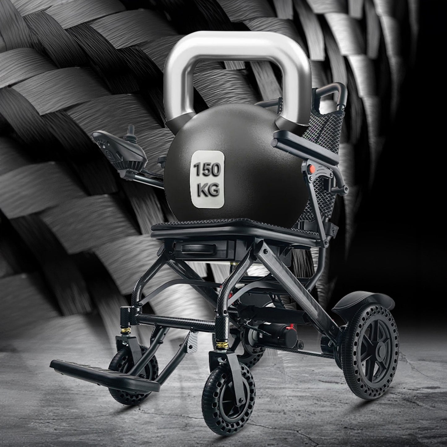 ByteTecpeak D04 Schwarz E-Rollstuhl mit Doppel 10Ah Akku, Reichweite 2 x 20 km