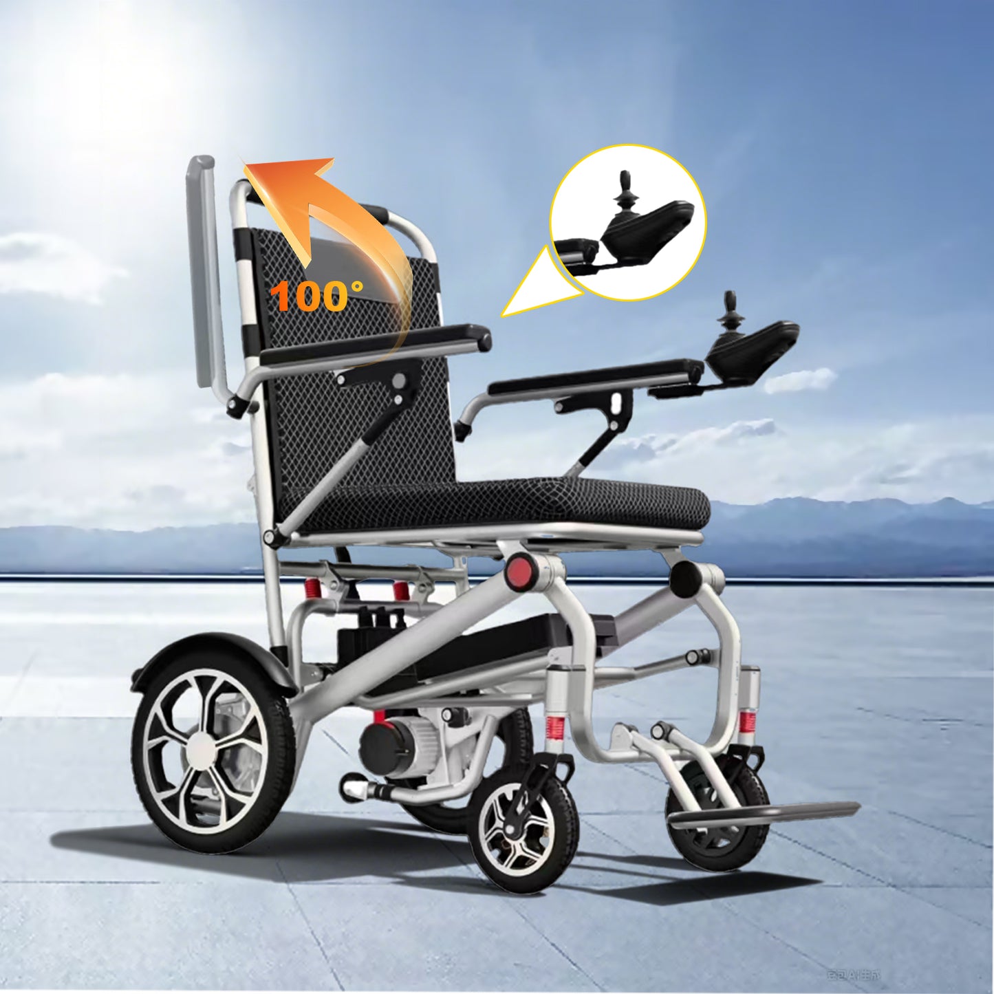 ByteTecpeak D06 Ultraleichter Faltbarer Elektrischer Rollstuhl, 20 km Reichweite
