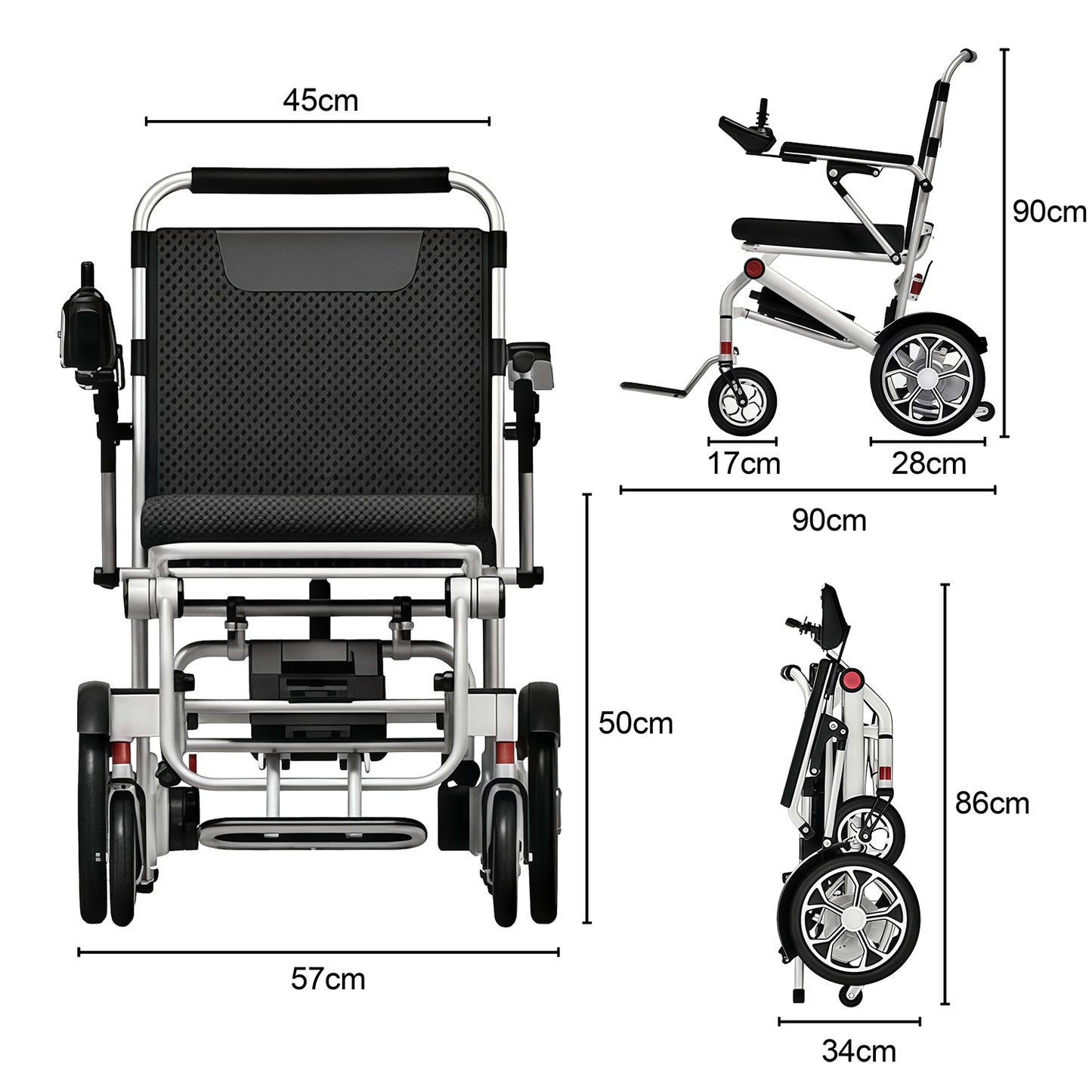 ByteTecpeak D06 Ultraleichter Faltbarer Elektrischer Rollstuhl, 20 km Reichweite