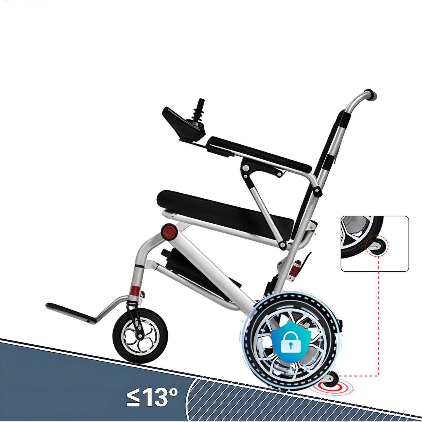 ByteTecpeak D06 Ultraleichter Faltbarer Elektrischer Rollstuhl, 20 km Reichweite