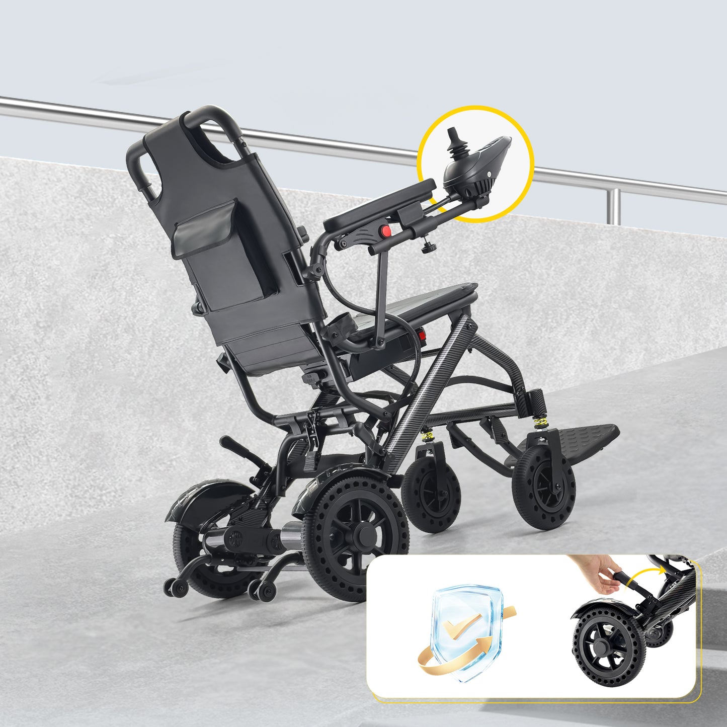 ByteTecpeak D13 ultraleichter, zusammenklappbarer Elektrische Rollstühle - Zwei 10Ah Akku lange Reichweite