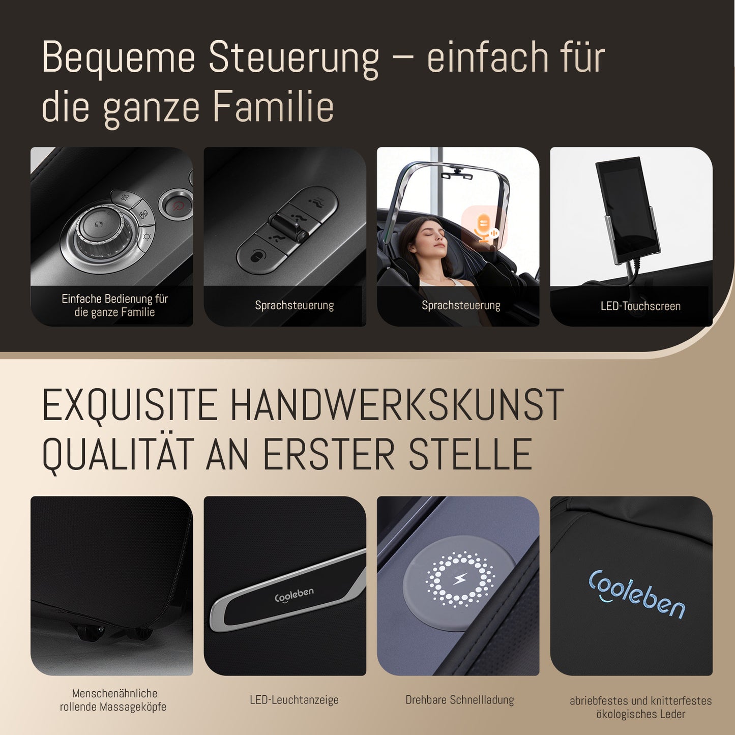 A553 Schwarz mit Dual-Core-Rückenmassage und Sprachsteuerung Massagesessel