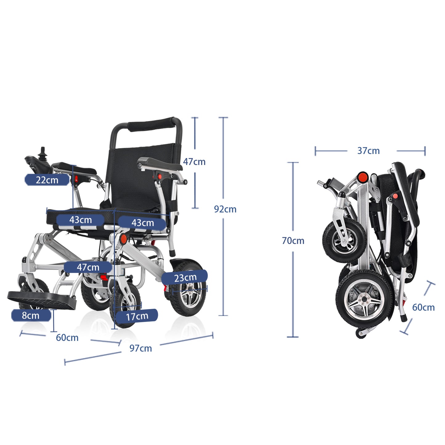 ByteTecpeak D10 Ultra-Leichter Elektrorollstuhl | 22kg · 200W Dual-Motor · 20km Reichweite · Faltbar & Reisefreundlich