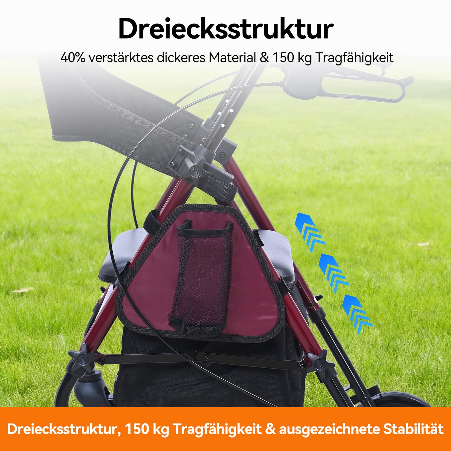 ByteTecpeak R4 rollator pieghevole leggero con sedile, freni e borsa