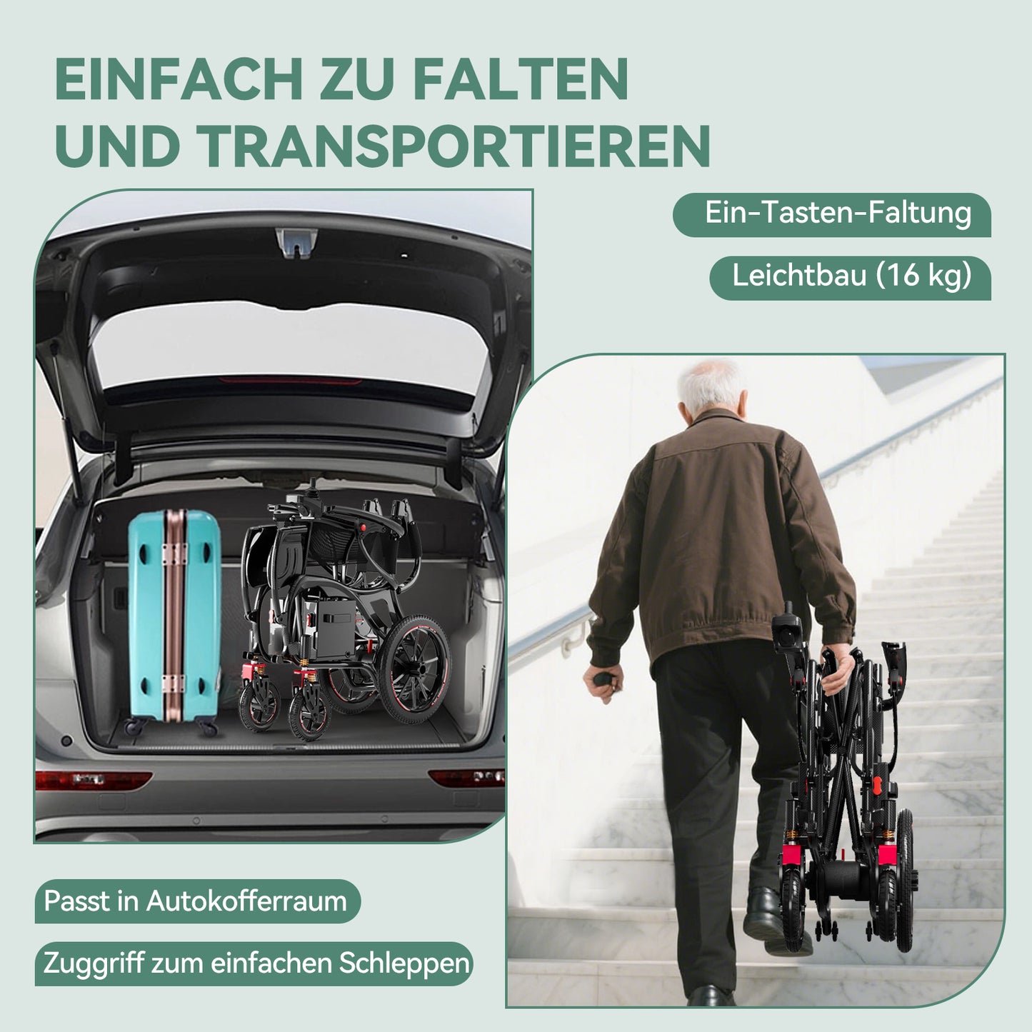 ByteTecpeak XP06 ultra-light electric wheelchair with carbon fiber frame, 30 km range