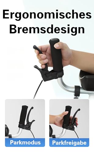 ByteTecpeak R2 Leichter faltbarer Rollator aus Aluminium, mit Sitz, Krücken, Rückenlehne und Tasche, ausgestattet mit verstellbaren Unterarmauflagen, belastbar bis 100 kg, ideal für Senioren.