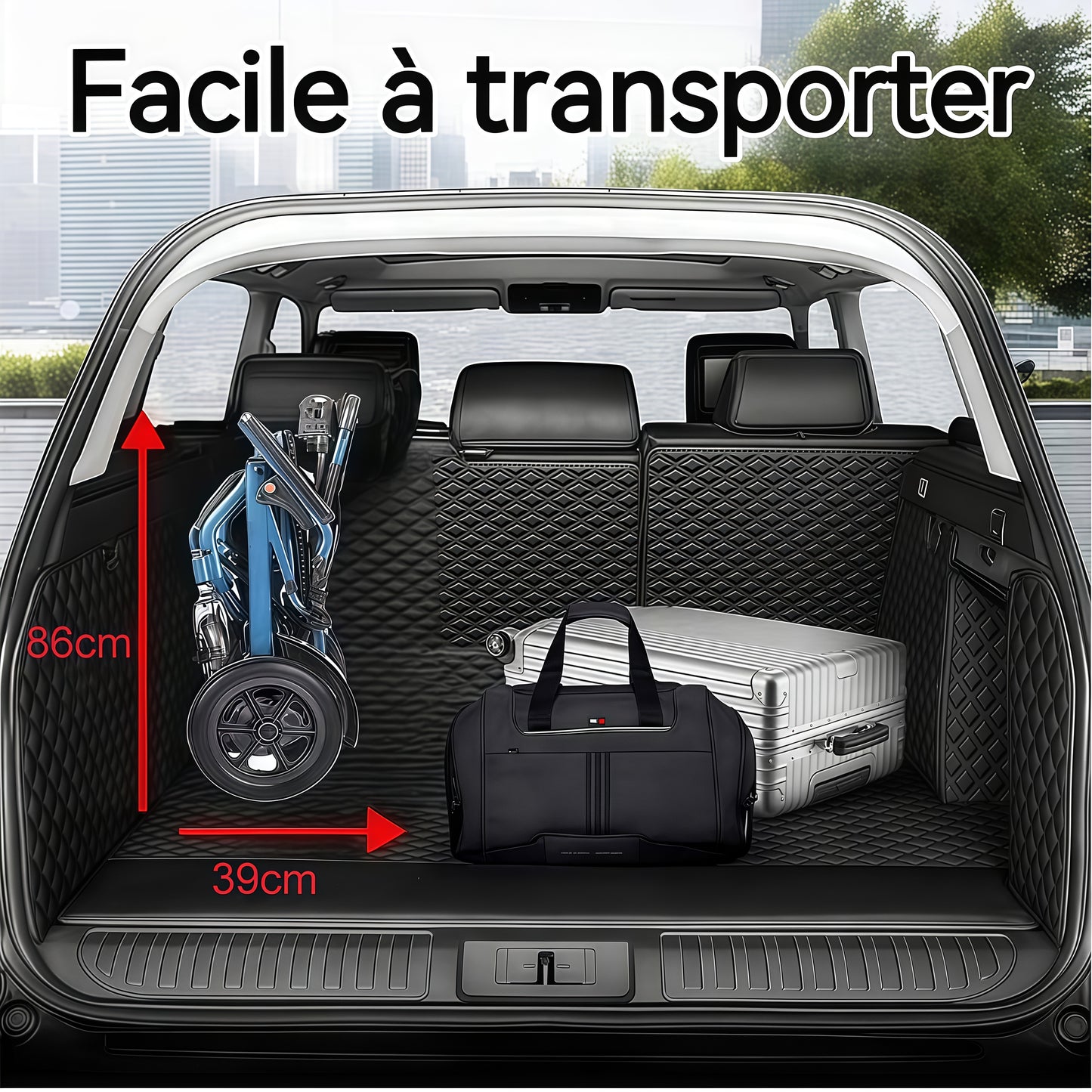 Fauteuil roulant électrique ByteTecpeak D04 - 17.9kg,moteur 500W, batterie lithium amovible 10Ah, frein électromagnétique, capacité de charge 150kg, idéal pour les voyages et la vie quotidienne