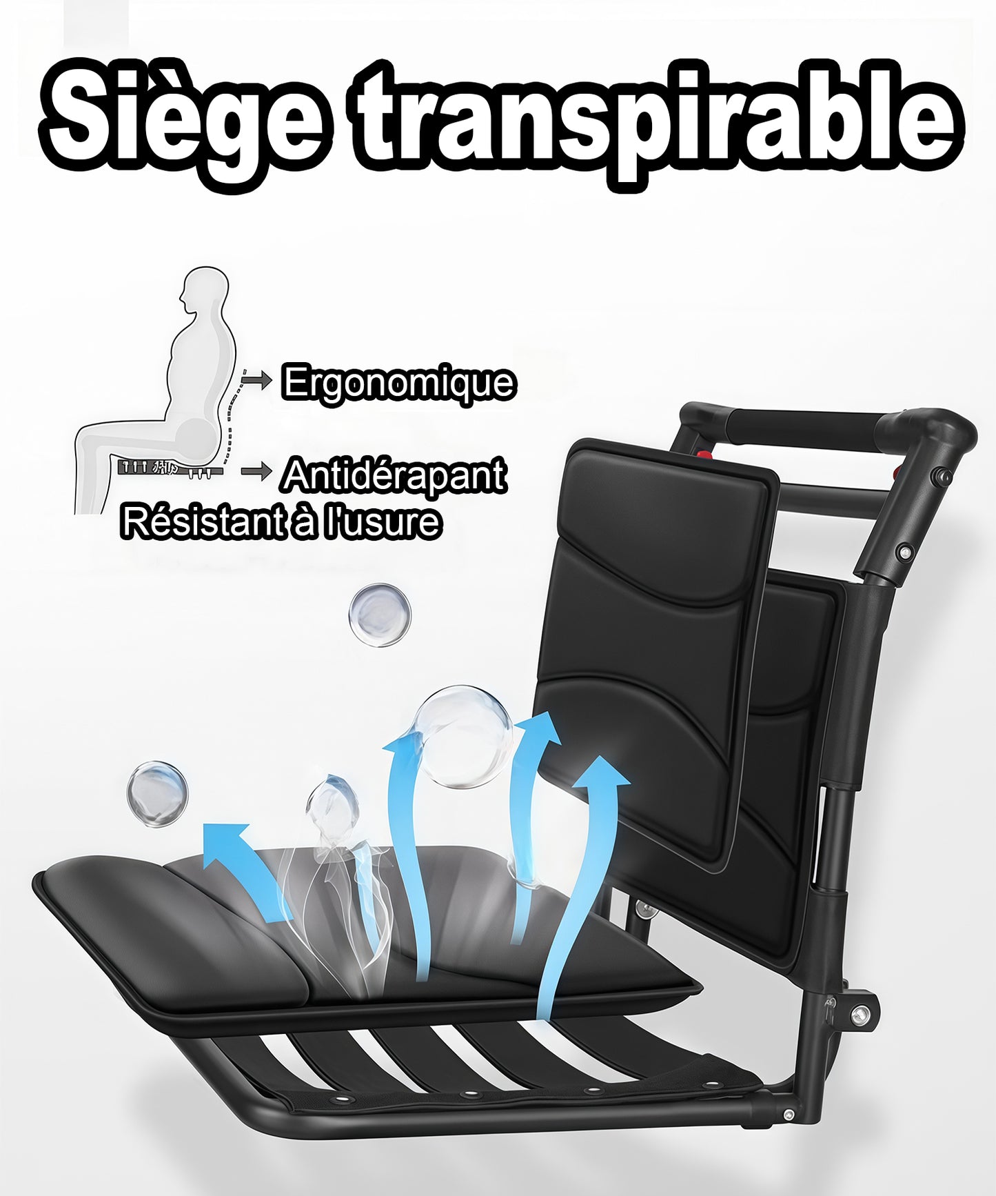 Fauteuil roulant pliable en aluminium ByteTecpeak M1 – Léger, facile à transporter et supportant jusqu'à 100 kg