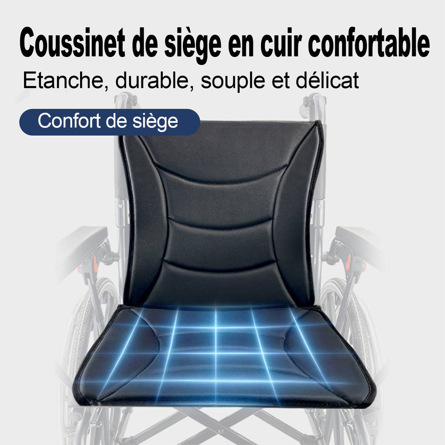ByteTecpeak M4 Fauteuil roulant pliable avec double coussin d'assise, roues avant absorbant les chocs, châssis léger en aluminium, accoudoirs amovibles, caoutchouc plein sans entretien