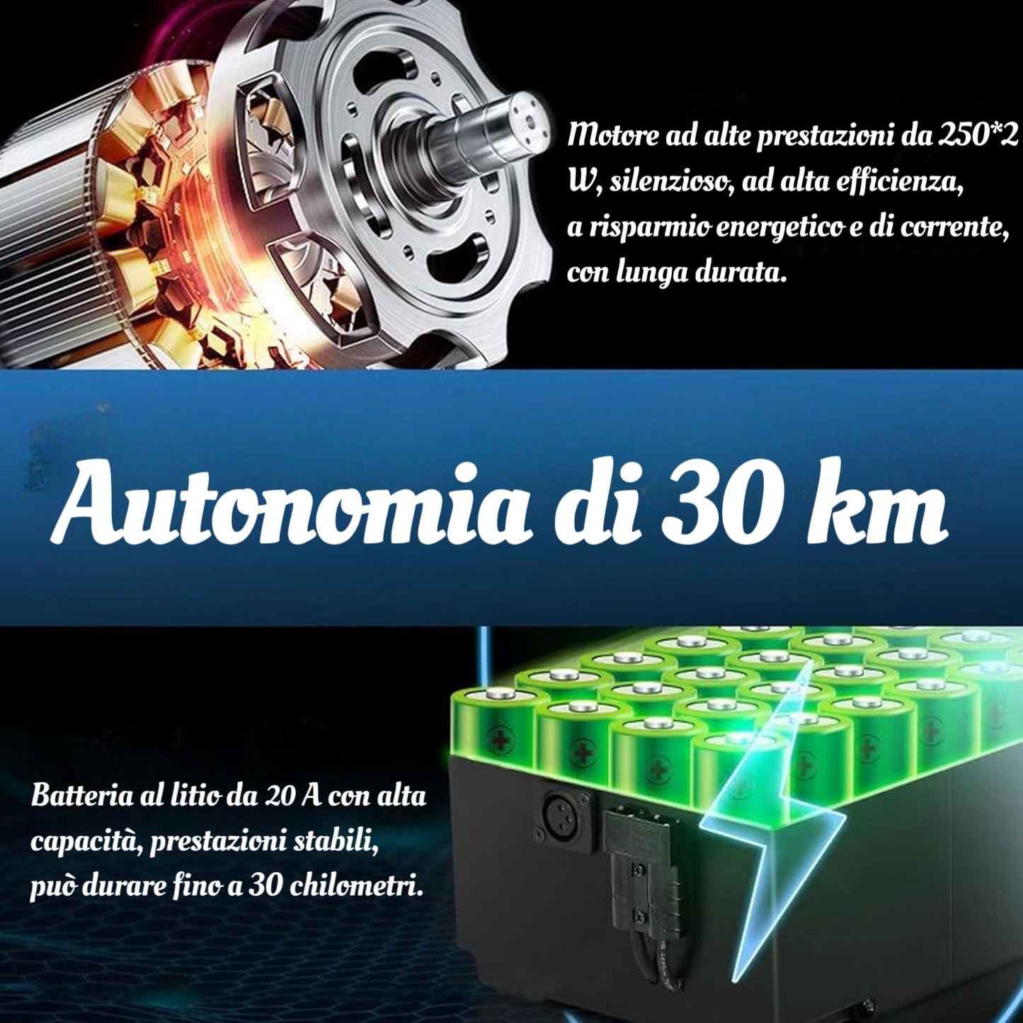 Carrozzina elettrica ByteTecpeak D03 -20Ah Batteria al litio,30 km di autonomia, motore 500W