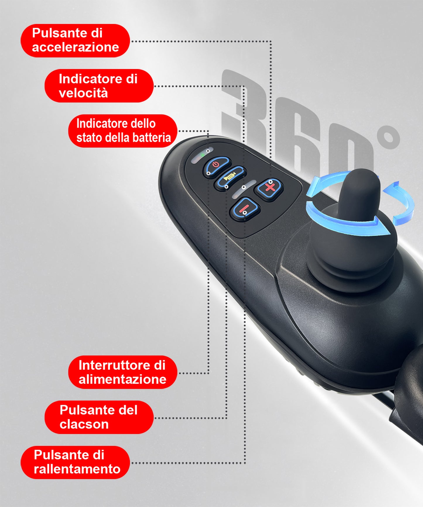 ByteTecpeak D04 Carrozzina leggera pieghevole con joystick a triplo comando, telecomando e Bluetooth, motore silenzioso da 500 W, autonomia 20 km