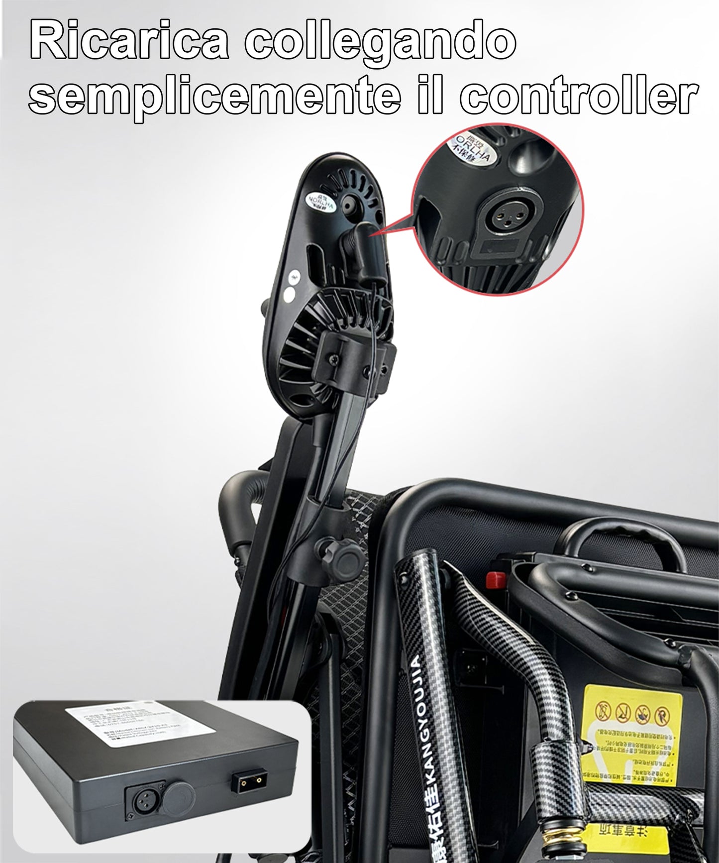 Carrozzina pieghevole ByteTecpeak D04-Black - Batteria da 10Ah, motore da 500W, autonomia 20 km