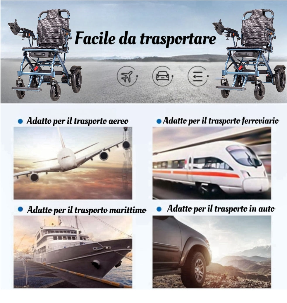 Carrozzina ByteTecpeak D04 - 17,9 kg, motore da 500 W, batteria al litio rimovibile da 10 Ah, freno elettromagnetico, capacità di carico di 150 kg, ideale per i viaggi e l'uso quotidiano