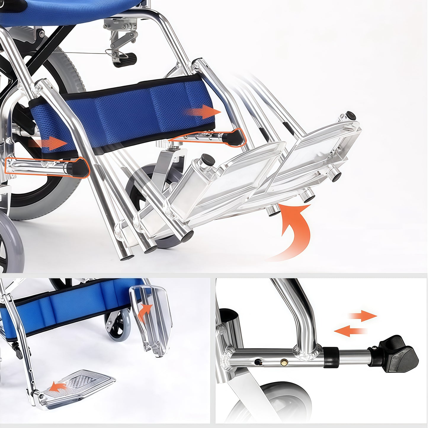ByteTecpeak M3 Leichter manueller Rollstuhl aus Aluminiumlegierung, Transitrollstuhl