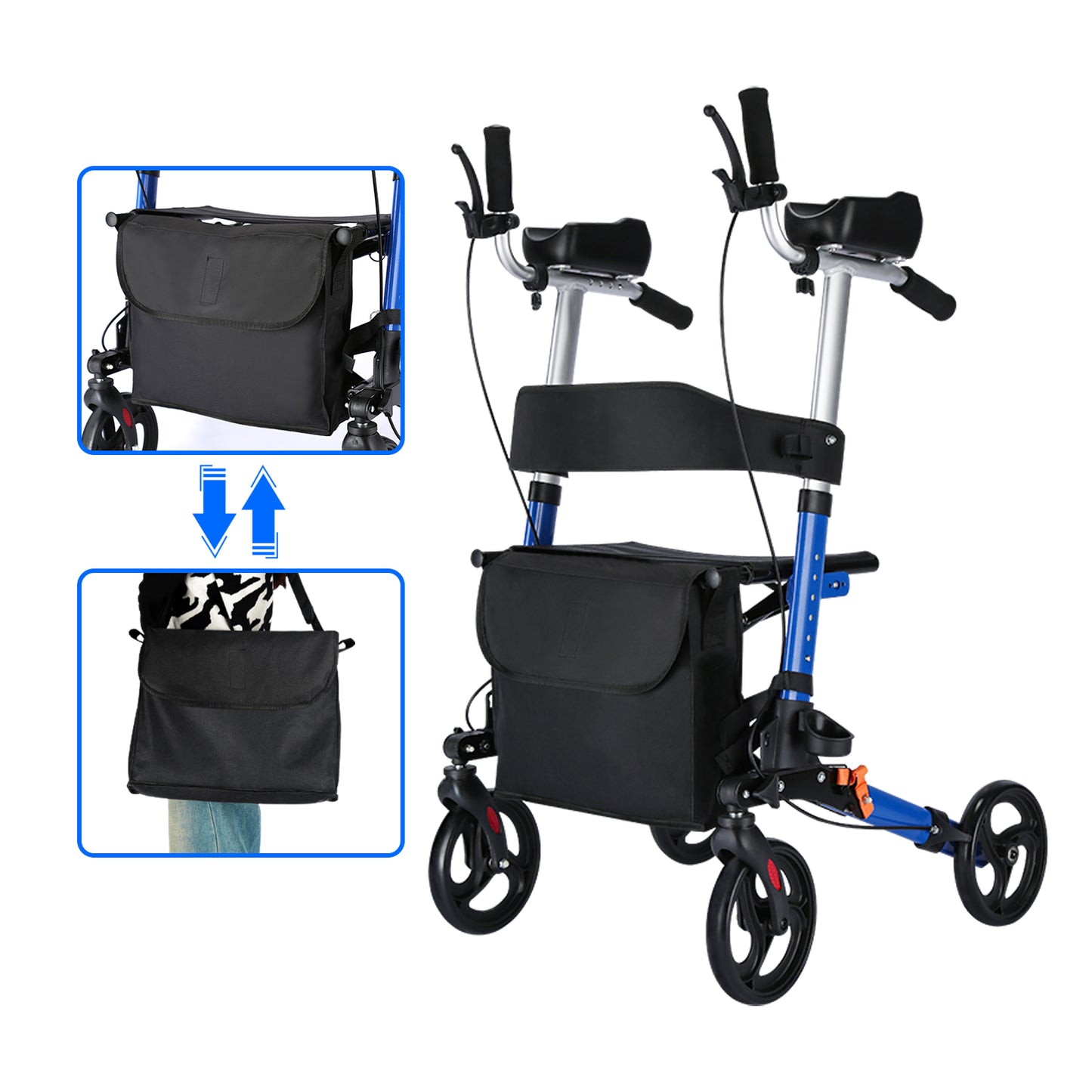 ByteTecpeak R2 Rollator Leicht & Faltbar mit Armstützen, Aluminium, bis 100 kg