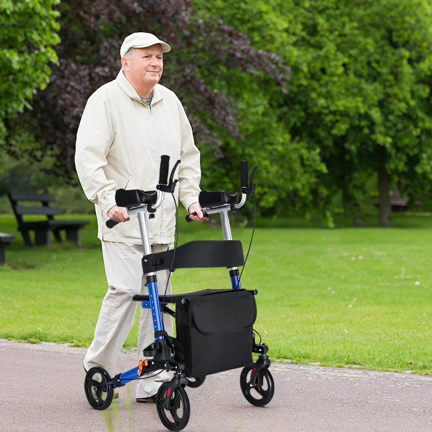 ByteTecpeak R2 Rollator Leicht & Faltbar mit Armstützen, Aluminium, bis 100 kg