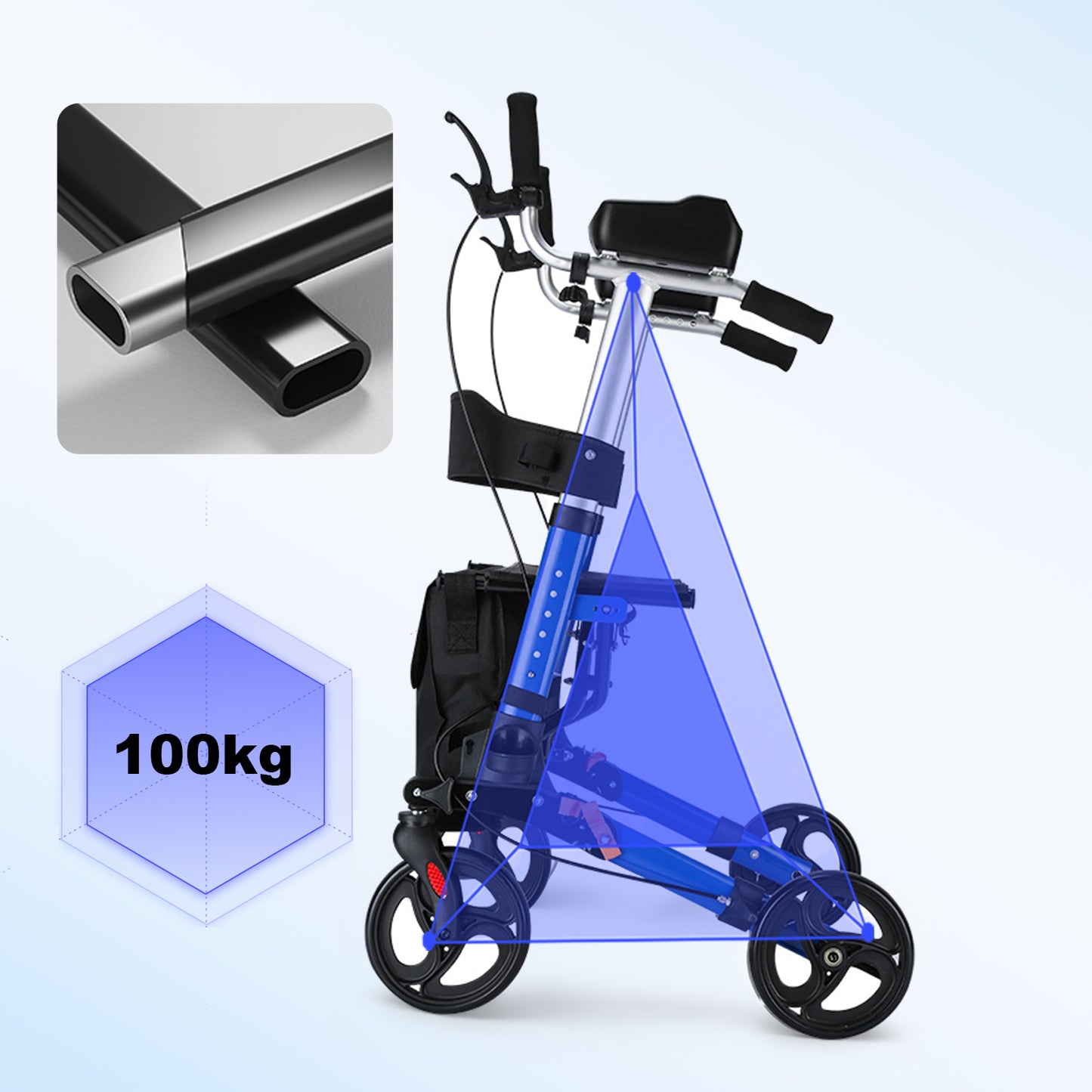 ByteTecpeak R2 Rollator Leicht & Faltbar mit Armstützen, Aluminium, bis 100 kg