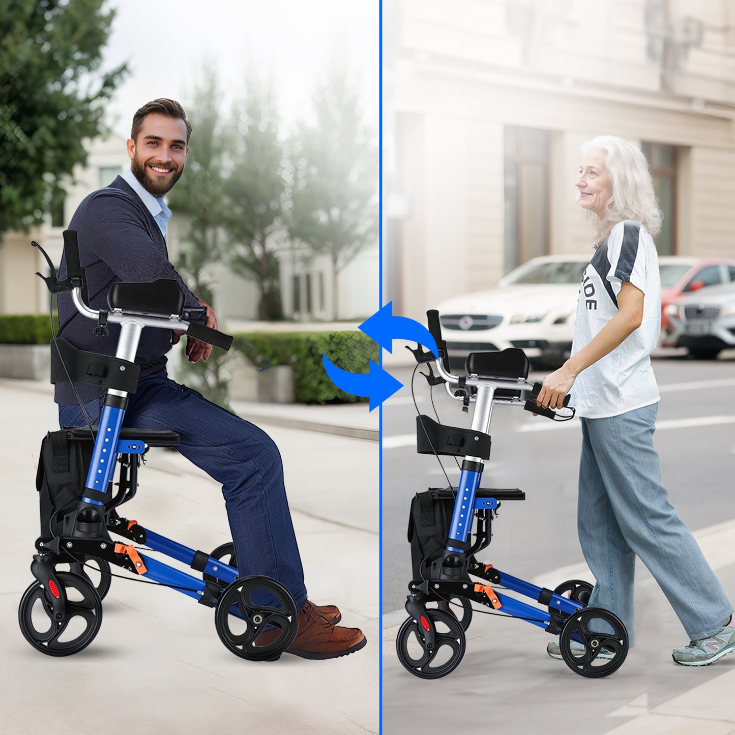 ByteTecpeak R2 Rollator Leicht & Faltbar mit Armstützen, Aluminium, bis 100 kg