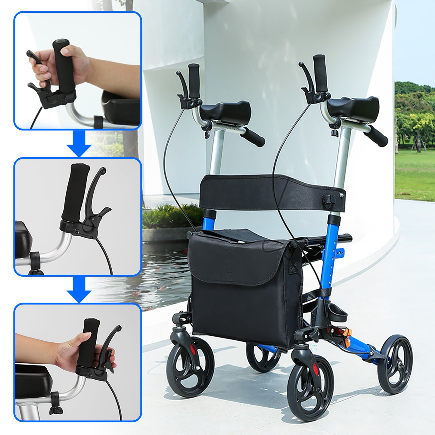 ByteTecpeak R2 Rollator Leicht & Faltbar mit Armstützen, Aluminium, bis 100 kg