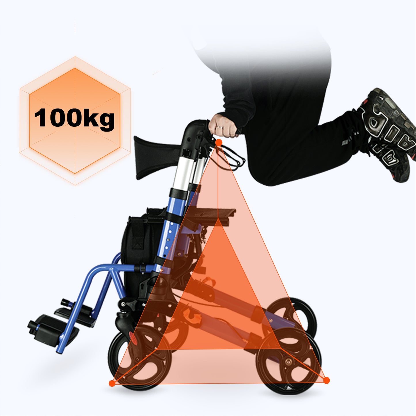 ByteTecpeak R3 Leichter faltbarer Rollator mit Sitz, Bremsen, Tasche