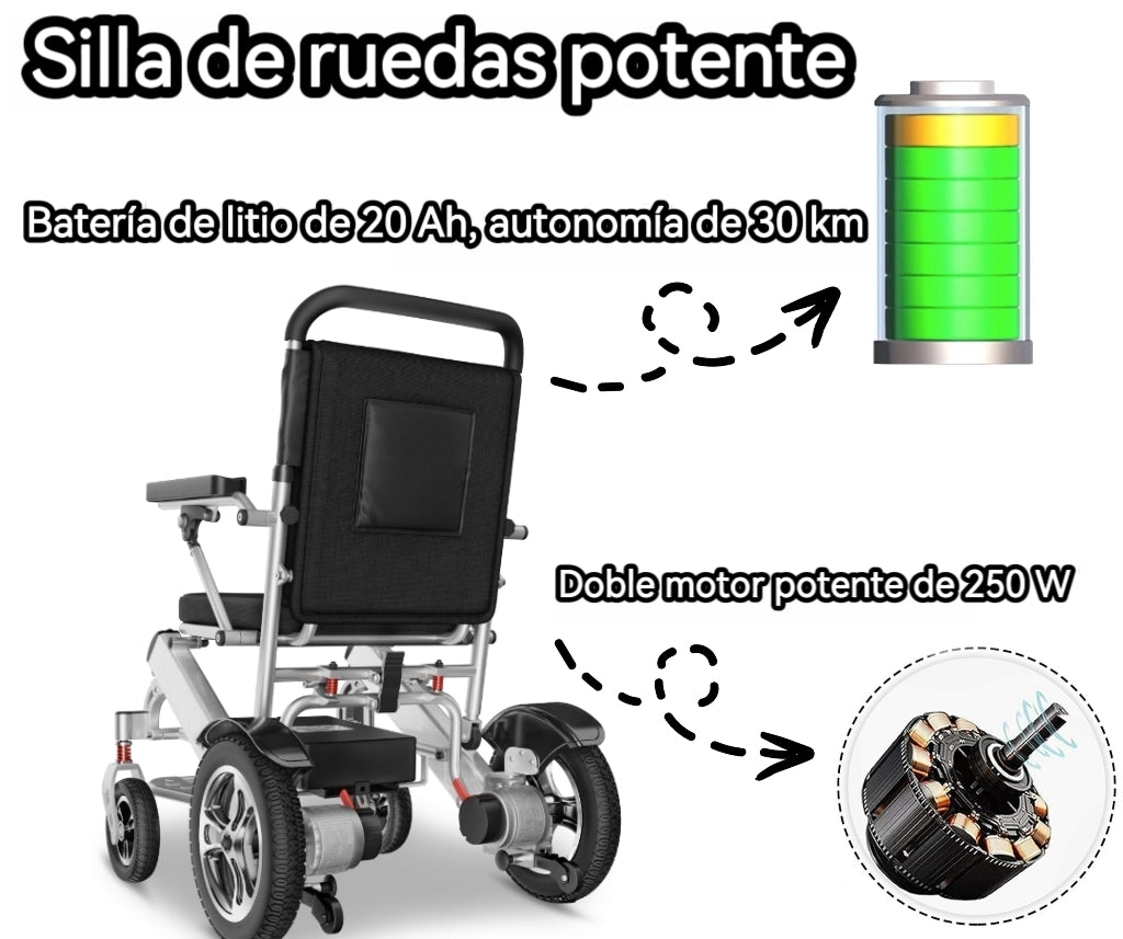 ByteTecpeak D03 Silla de ruedas eléctrica plegable, 30 km de autonomía